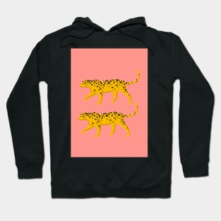 Leopard Pair ( coral background ) Hoodie